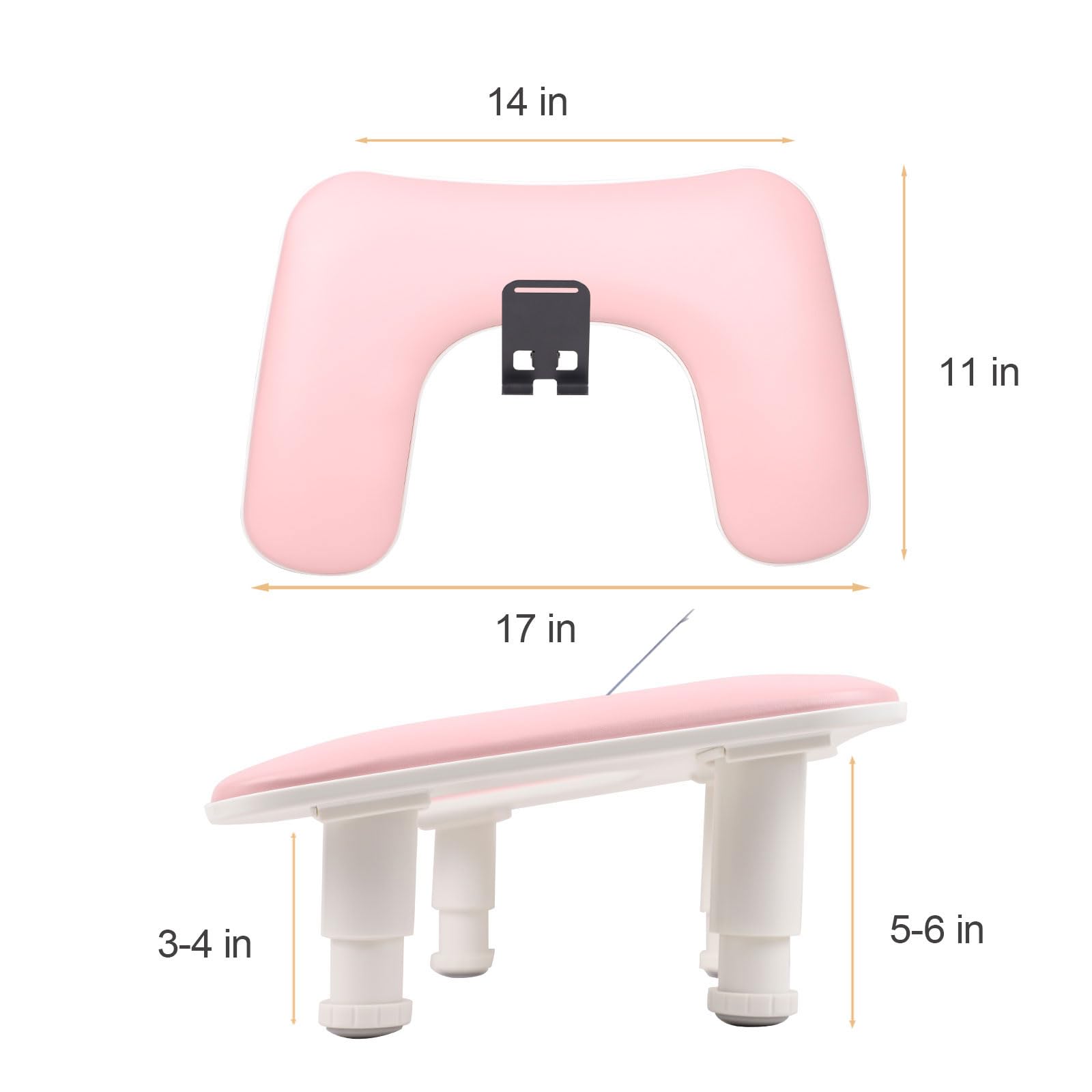 Rolomanve Arm Rest for Nails Tech with Built-in Phone Holder – Pink | U-Shaped, Adjustable Base