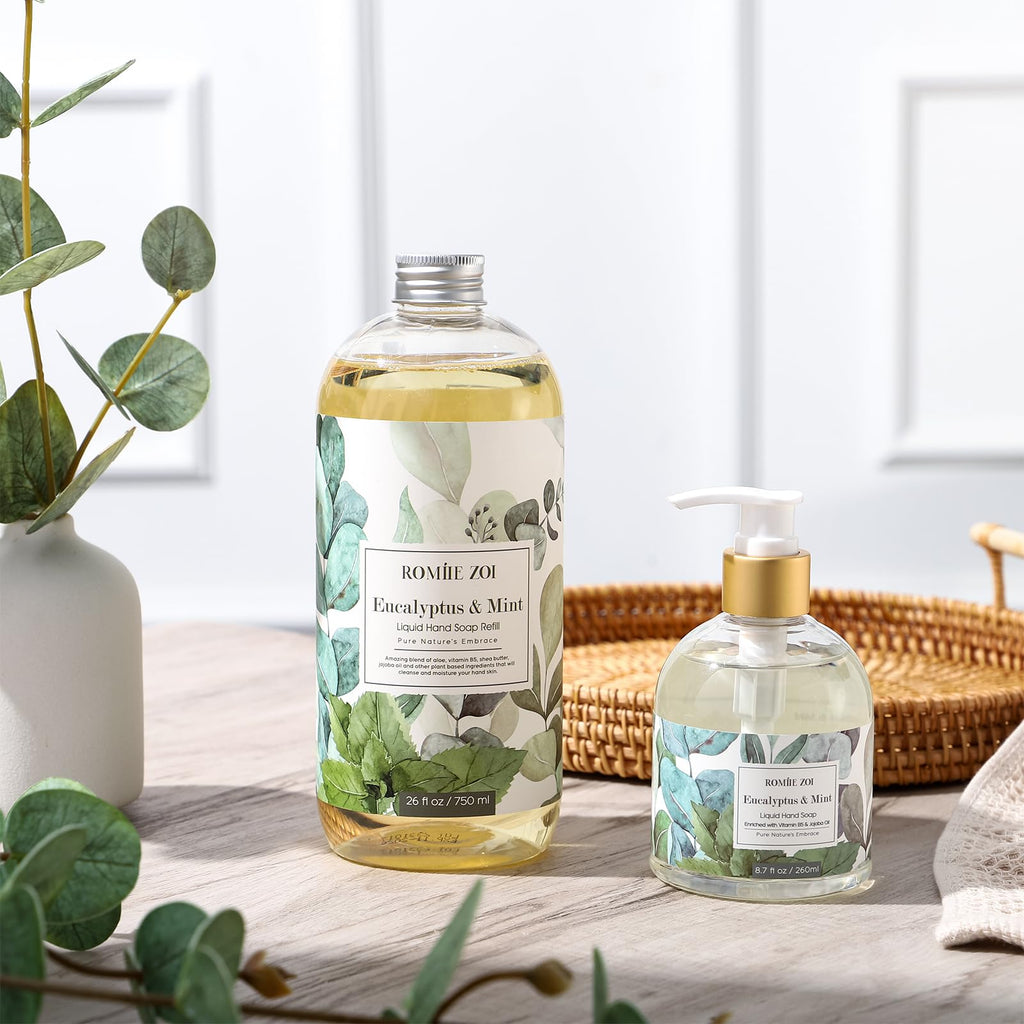 ROMIIE ZOI Eucalyptus & Mint Hand Soap Refill - Gentle, Moisturizing, Cruelty-Free 750 ml (3-Pack)