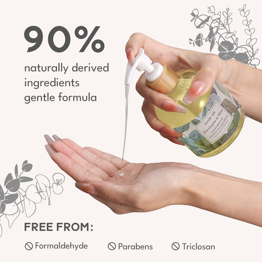 ROMIIE ZOI Eucalyptus & Mint Hand Soap Refill - Gentle, Moisturizing, Cruelty-Free 750 ml (3-Pack)