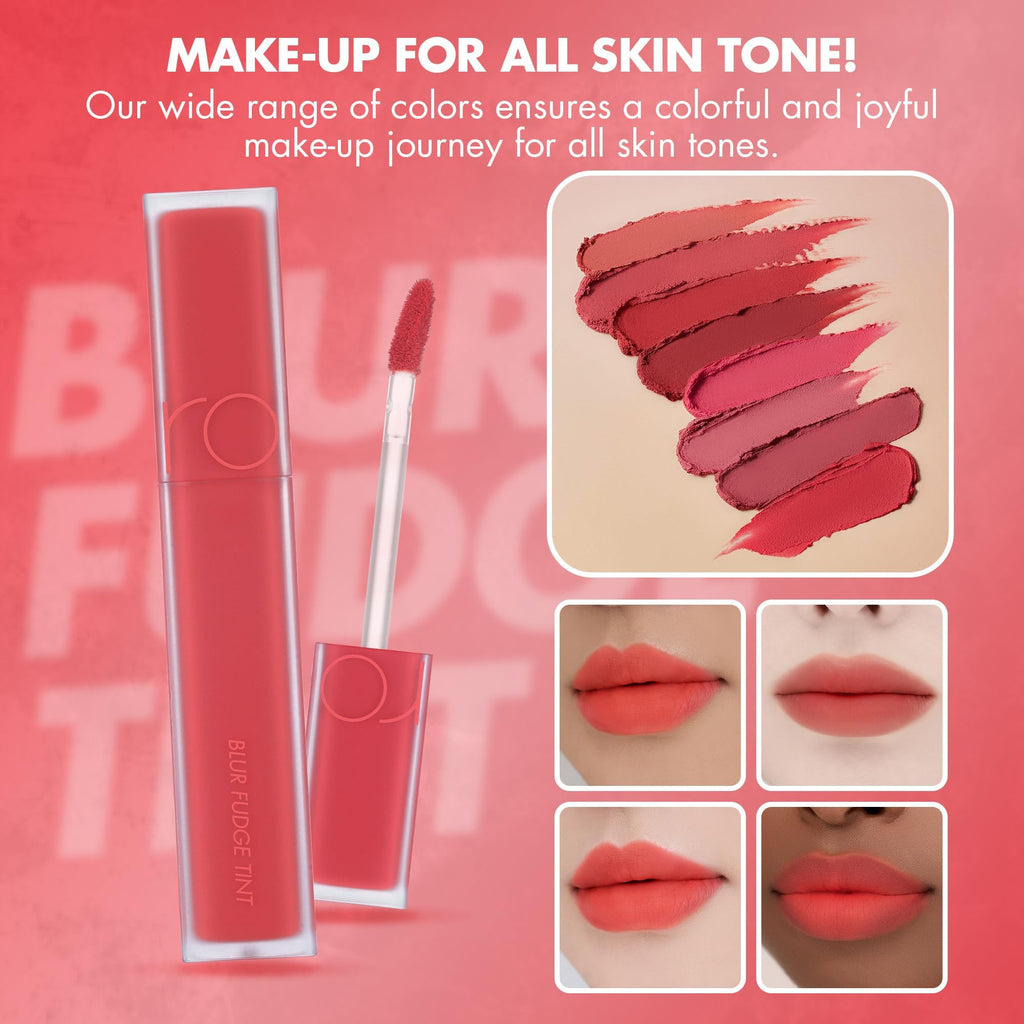 rom&nd Blur Fudge Tint 09 Coral Jubilee — K-Beauty Velvety Matte Lip Stain for All Skin Tones