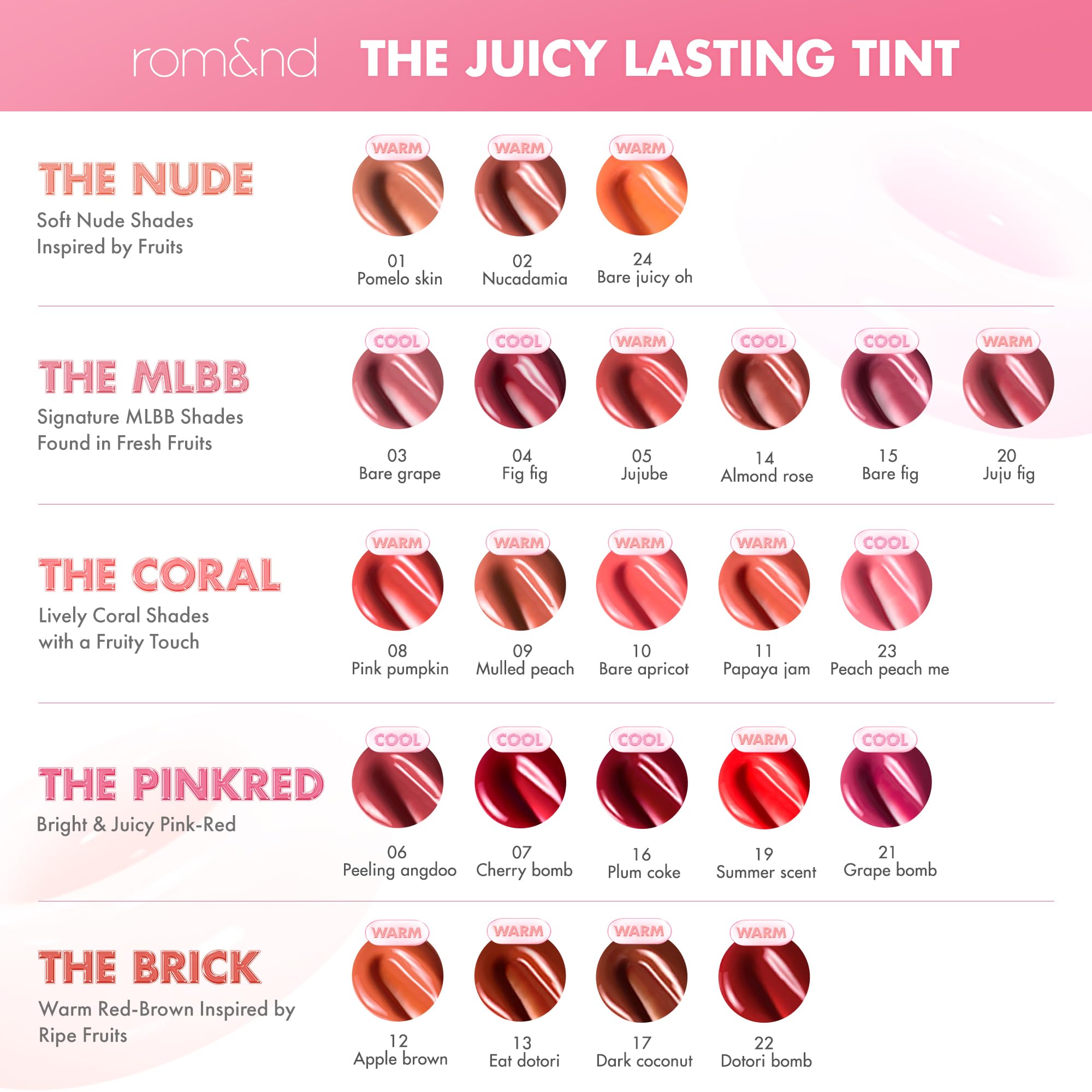 rom&nd THE JUICY LASTING TINT 01 Pomelo Skin – Candied Gloss Lip Stain