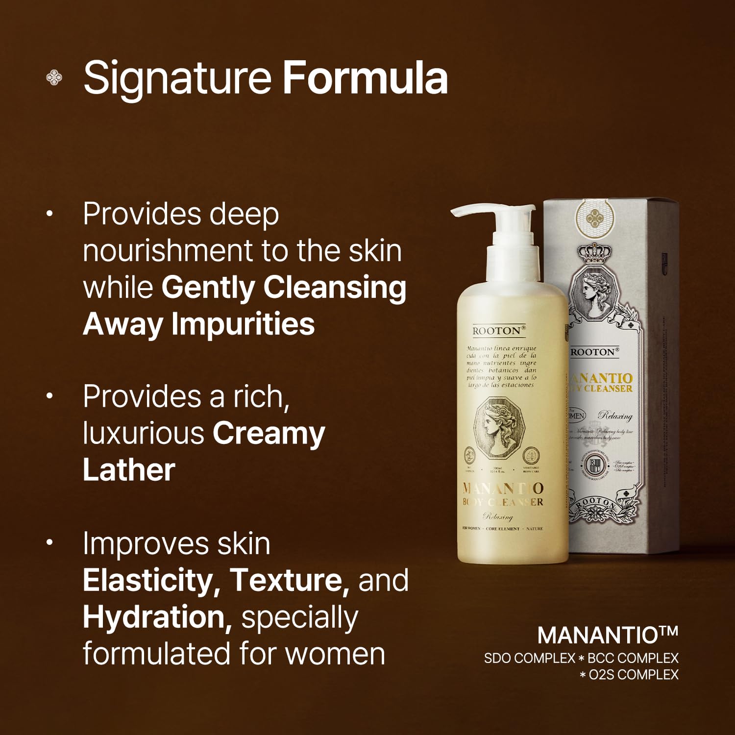 ROOTON Manantio Women’s Vegan Body Cleanser | Hydration, Texture & Elasticity