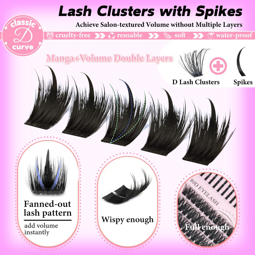 Rootoo Lash Clusters Kit – 150D+150D D Curl Fluffy Manga Lashes (12–22mm)
