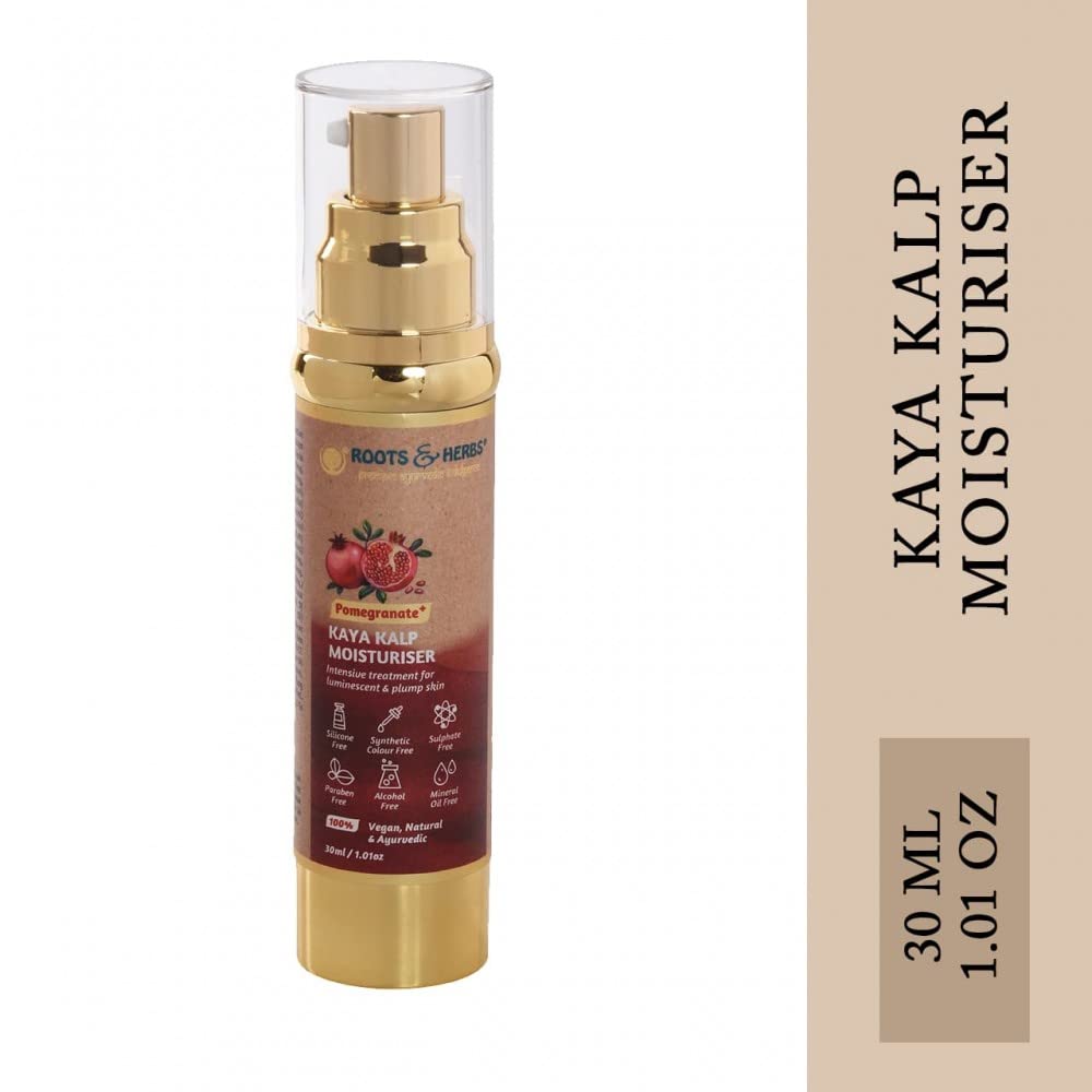 ROOTS AND HERBS Ayurvedic Face Moisturizer – Vegan, Paraben-Free Pomegranate Skin Food with Vitamin C (1.01 oz)