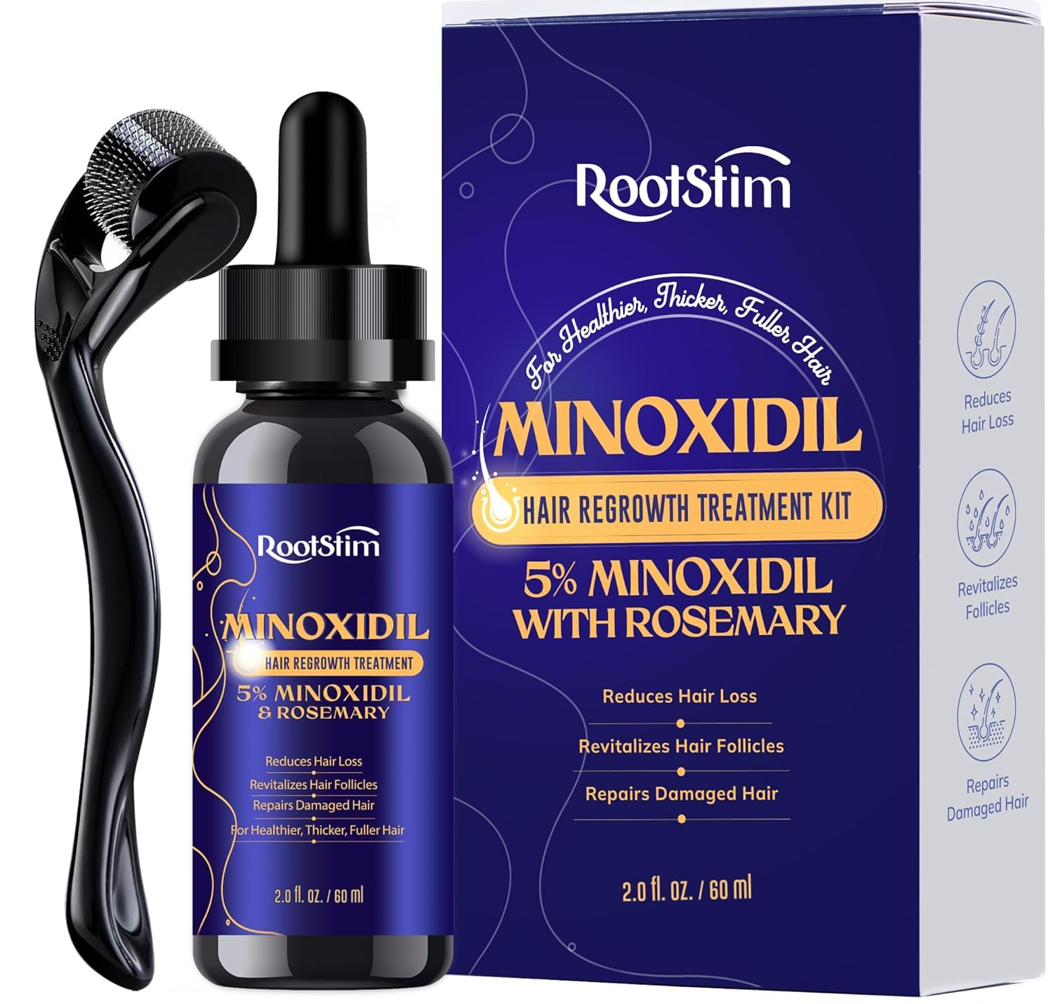 RootStim 5% Minoxidil Kit for Men & Women | Hair & Beard Growth Spray, 60 mL