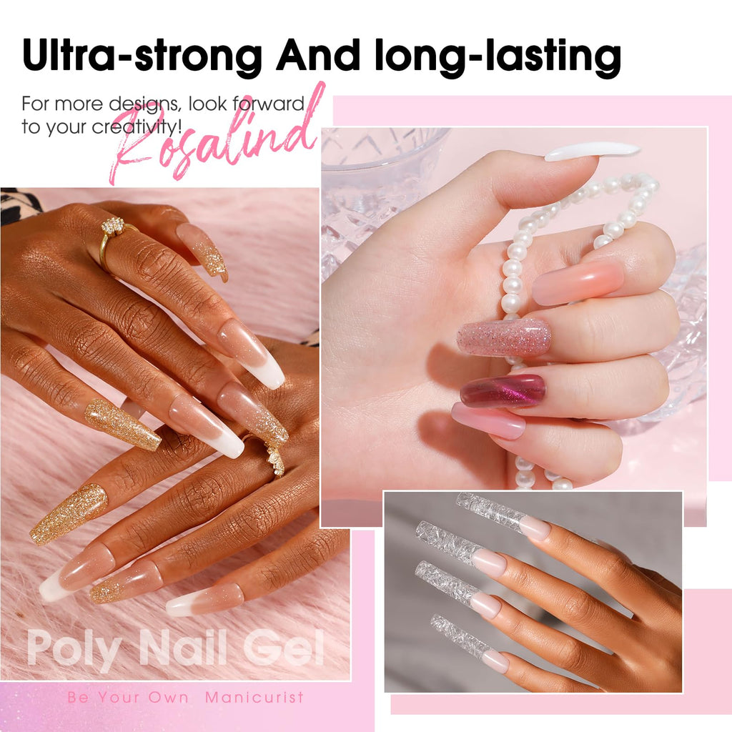 ROSALIND Poly Nail Gel Kit – 12 Colors + UV Lamp Starter Set