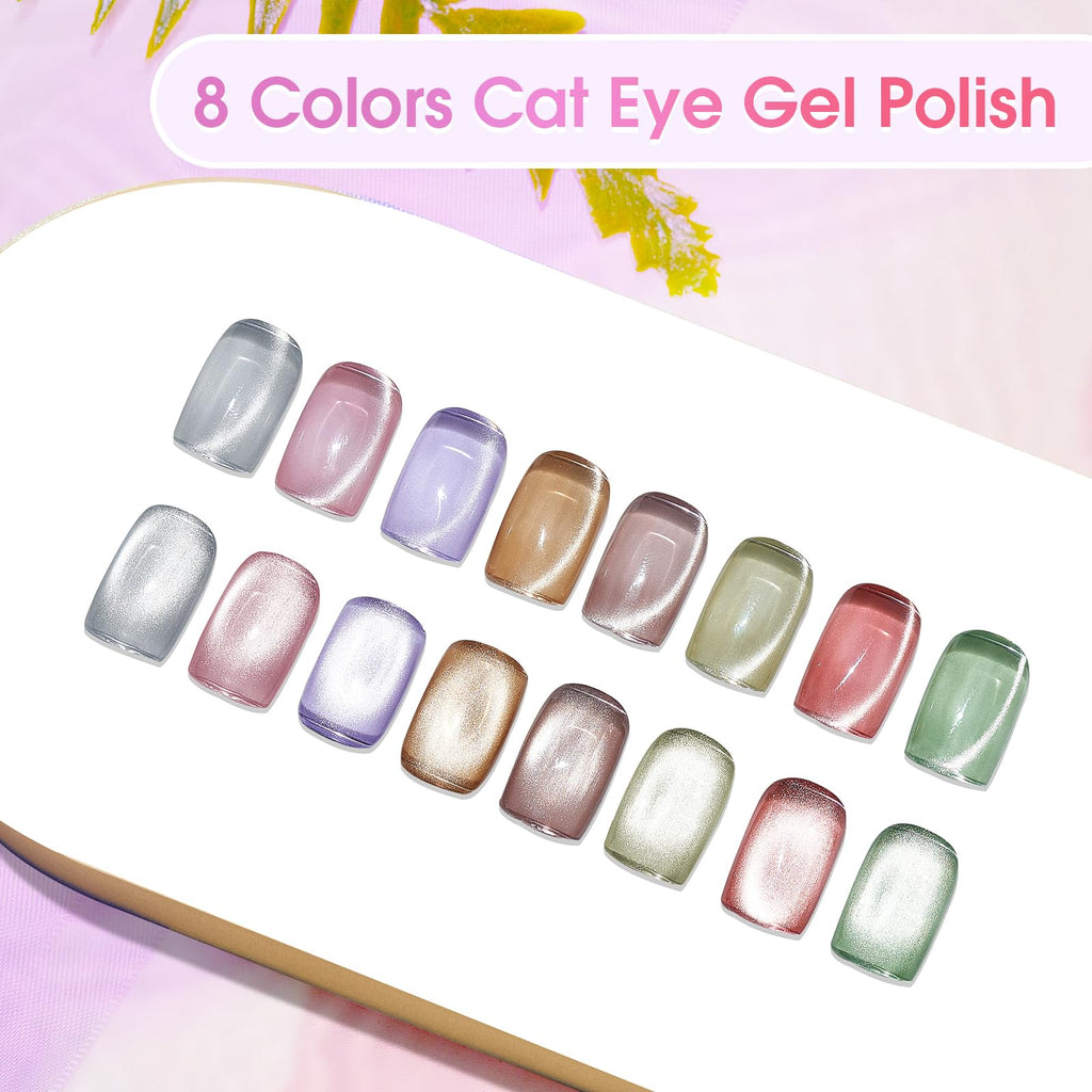 ROSALIND Cat Eye Gel Nail Polish – 8-Color Magnetic Jelly Gel Collection with Magnet