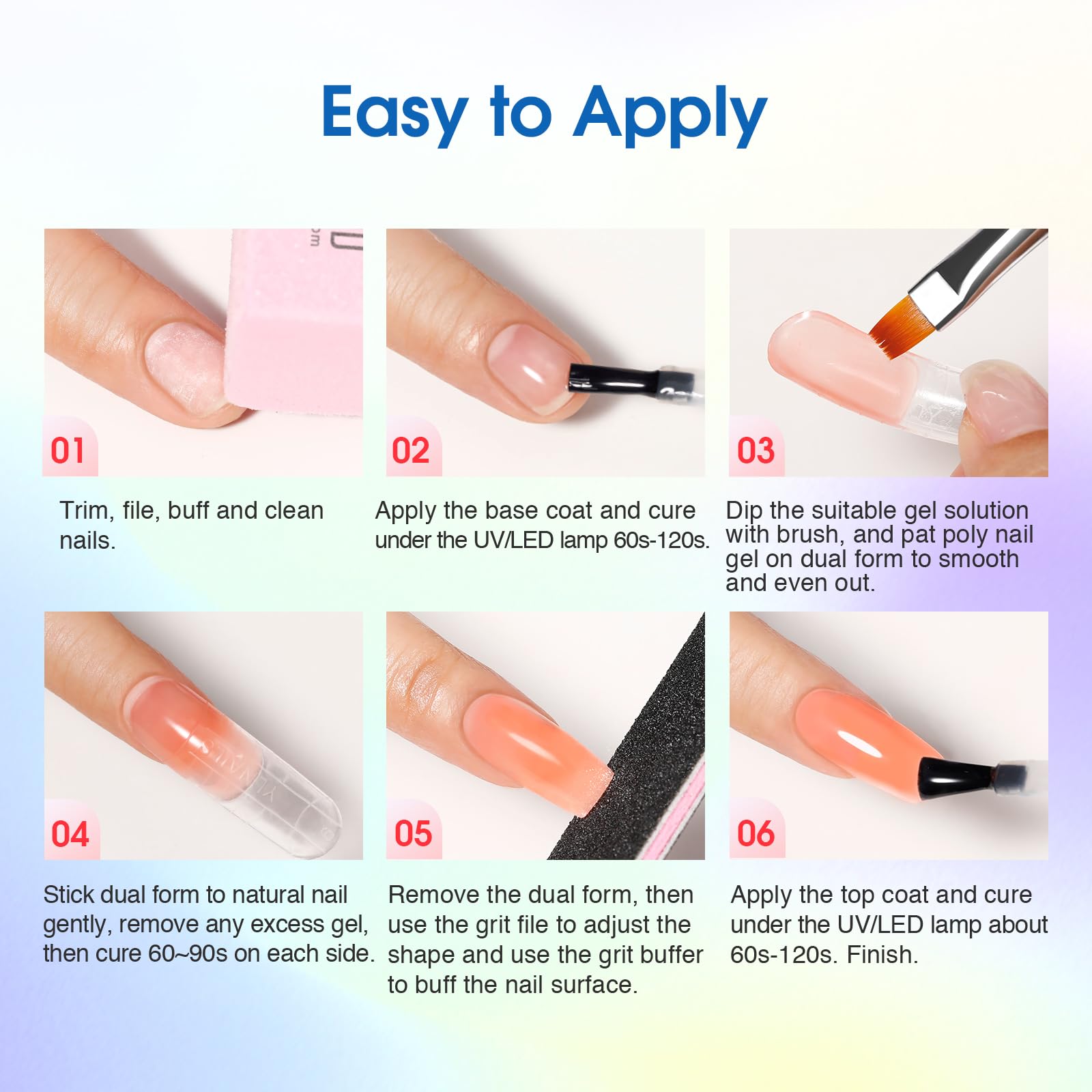 ROSALIND Poly Nail Gel Kit – 24 Neon Colors Starter Set with Mini UV Lamp & Accessories