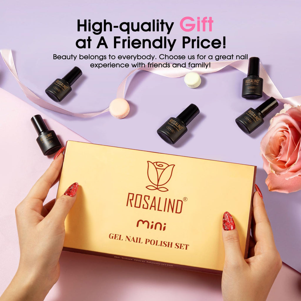 ROSALIND Glitter Gel Nail Polish – 12-Color Sparkle Gel Set for Nail Art
