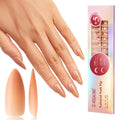 ROSALIND Deep Nude Almond Nail Tips – 200 Pcs Full Cover, 20 Sizes, Natural Brown