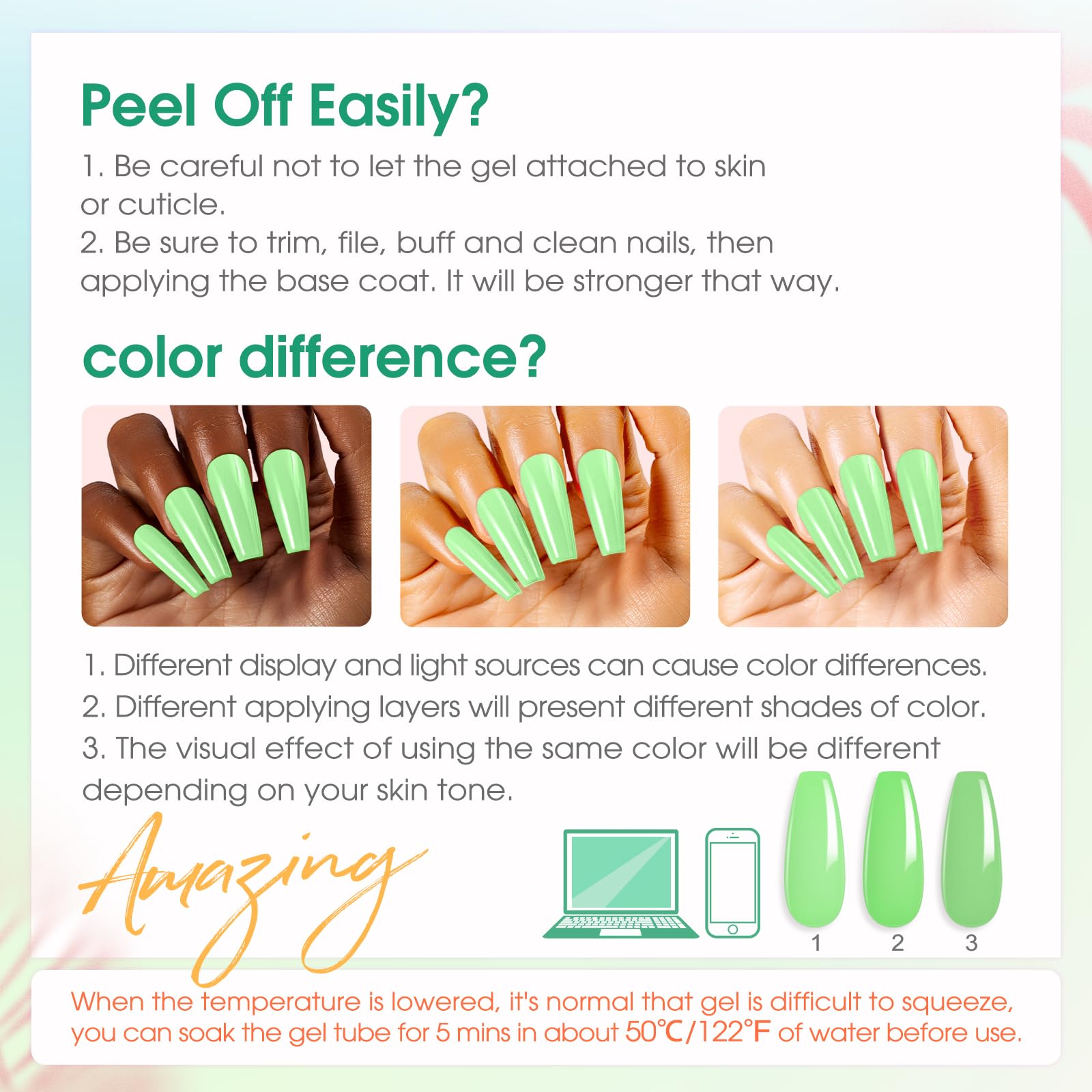 ROSALIND 8PCS Poly Nail Gel Kit with Mini UV Lamp | Starter Nail Extensions