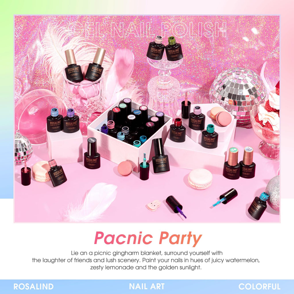 ROSALIND 100PCS Gel Nail Polish Set: 92 Colors + 8 Base/Top Coats – Starter Kit