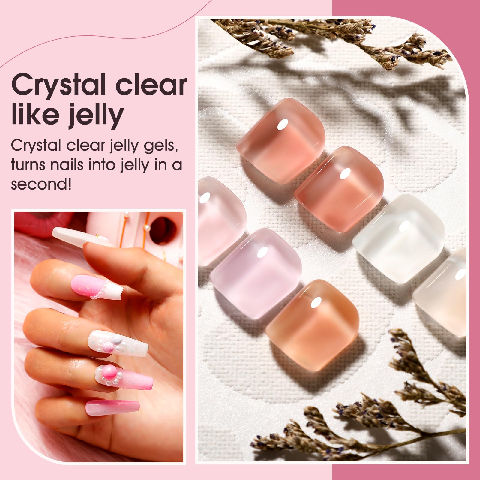 ROSALIND 65PCS Gel Nail Polish Set — 60 Glitter Colors with Base & Top Coats