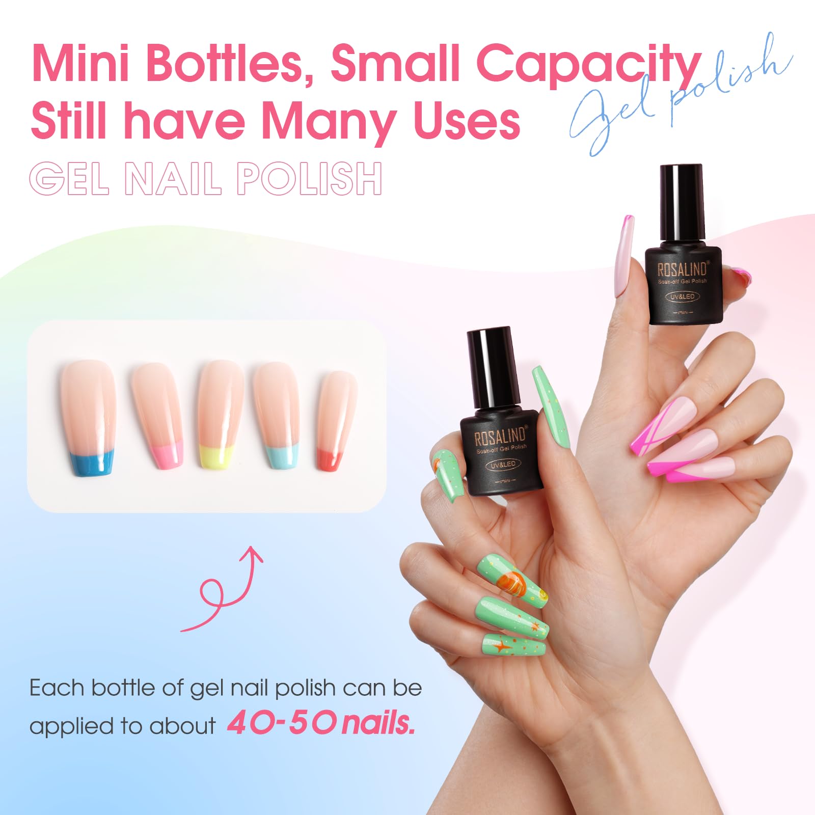 ROSALIND 100PCS Gel Nail Polish Set: 92 Colors + 8 Base/Top Coats – Starter Kit