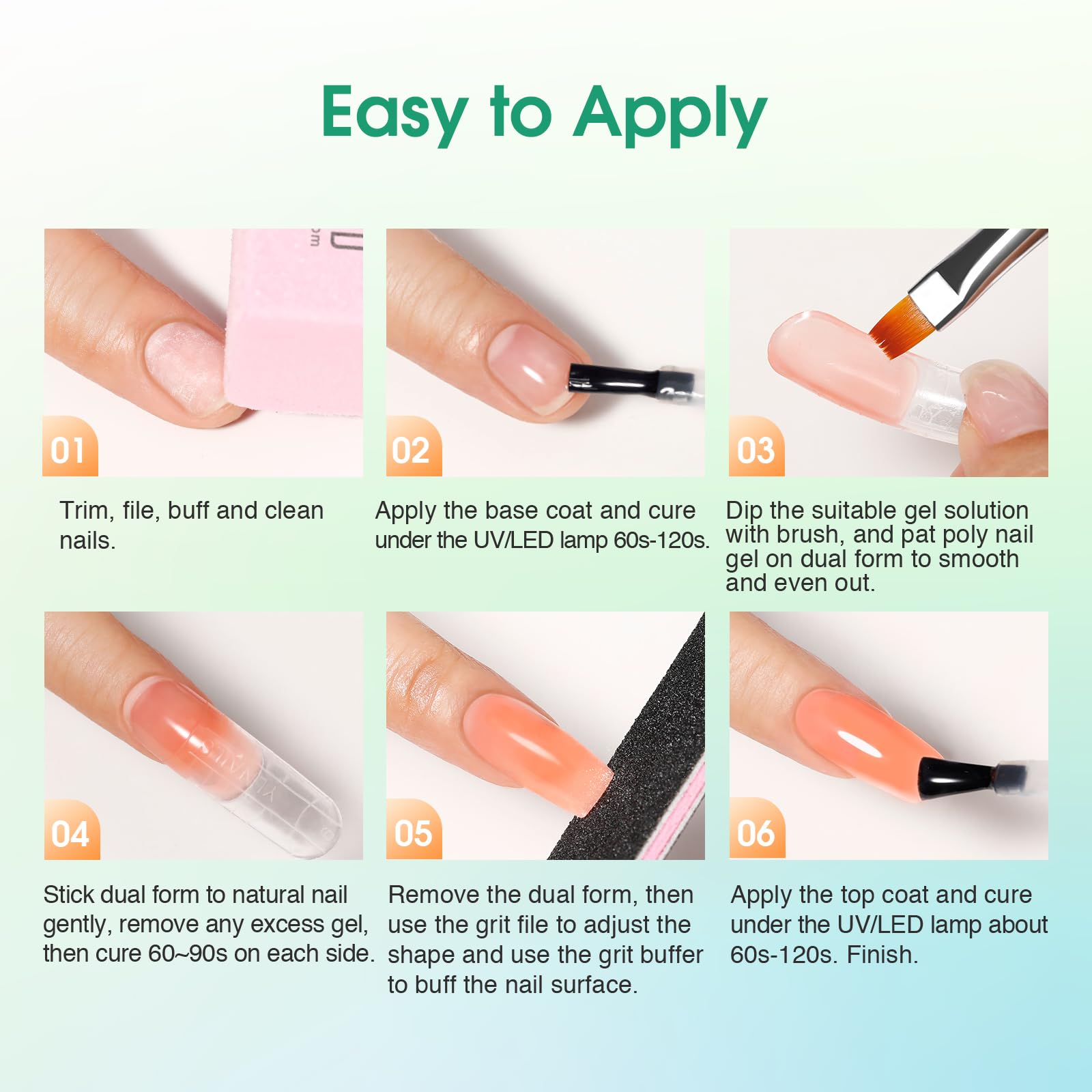 ROSALIND 8PCS Poly Nail Gel Kit with Mini UV Lamp | Starter Nail Extensions
