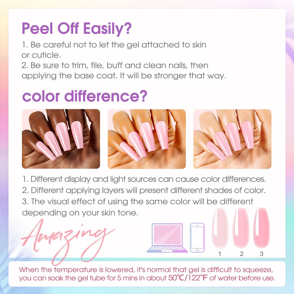 ROSALIND 20-Color Poly Nail Gel Kit with UV Lamp & Drill – Neon Starter Set
