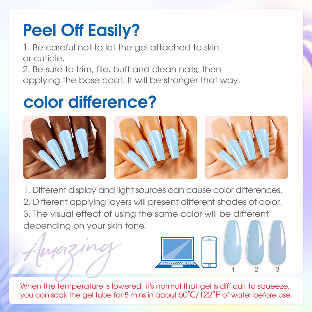 ROSALIND Poly Nail Gel Kit – 24 Neon Colors Starter Set with Mini UV Lamp & Accessories