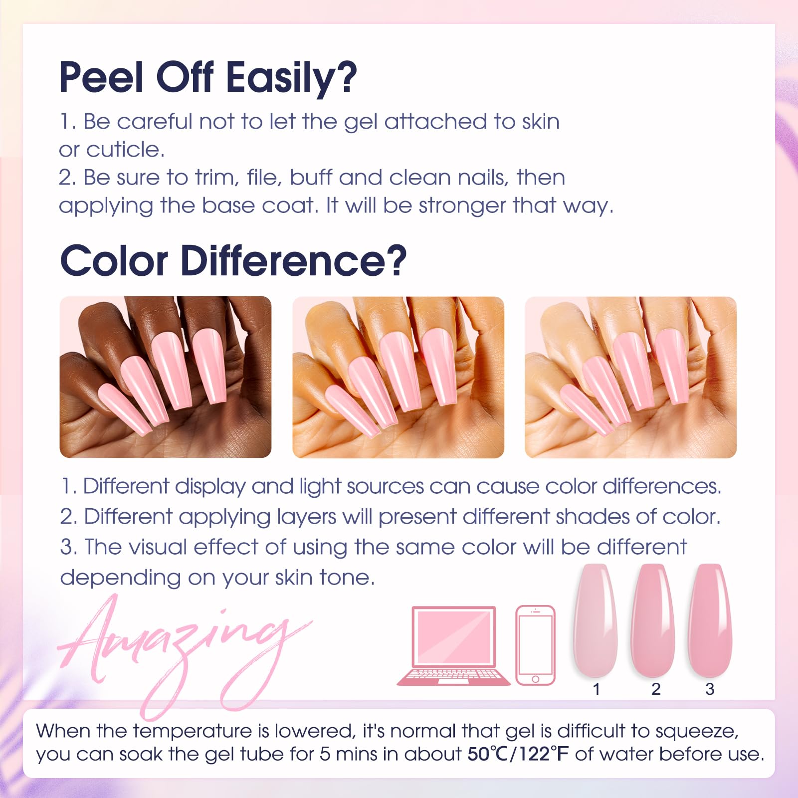 ROSALIND Poly Nail Gel Kit Starter - 14 Colors & Mini UV Lamp