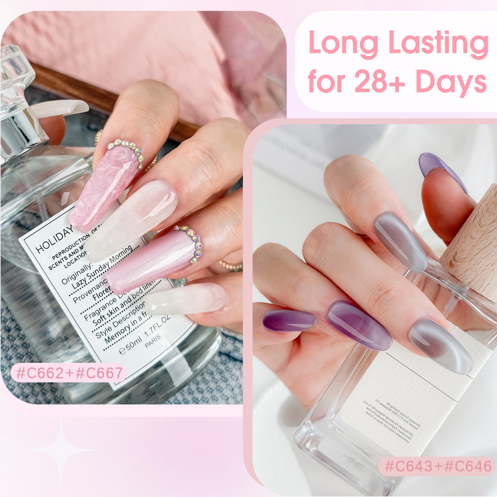 ROSALIND 30pcs Jelly Cat Eye Pearl Gel Polish Set – 26 Colors + Magnet