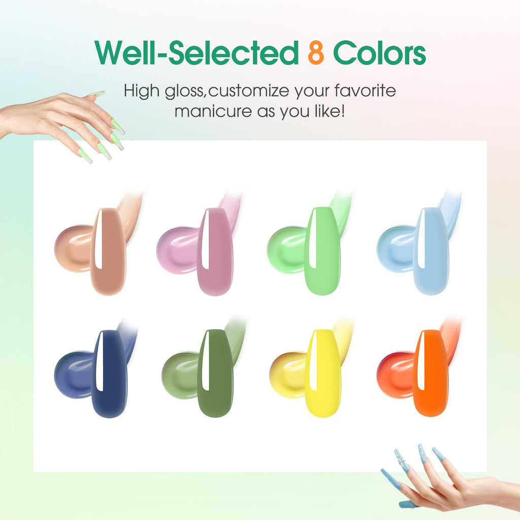 ROSALIND 8PCS Poly Nail Gel Kit with Mini UV Lamp | Starter Nail Extensions