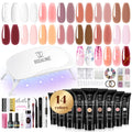 ROSALIND Poly Nail Gel Kit – 14 Colors, 72 Nail Art Accessories, Mini UV Lamp Starter Kit