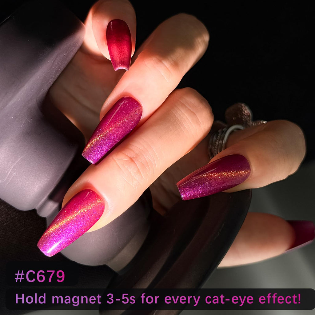 ROSALIND Gold Glitter Cat Eye Gel Polish – 8 Magnetic Colors with Magnet, Soak Off UV Gels