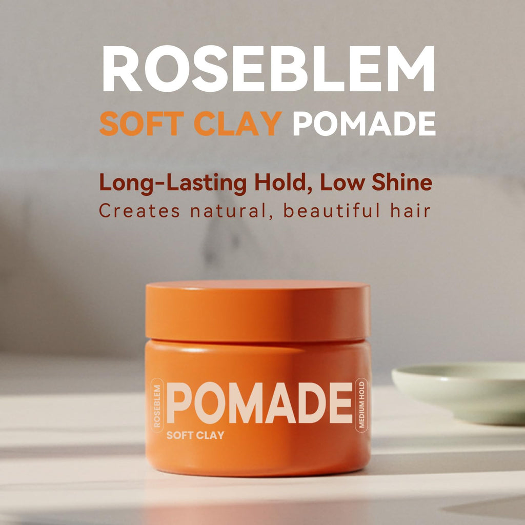 Roseblem Hair Clay Pomade – Matte Styling Clay for All Hair Types, Long-Lasting Hold, Easy to Wash, 3.5 oz
