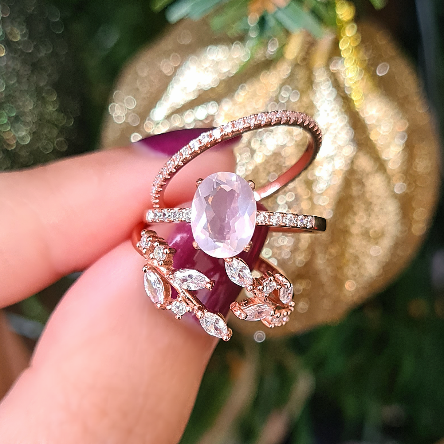 Rose Quartz Ring in Rose Gold Vermeil