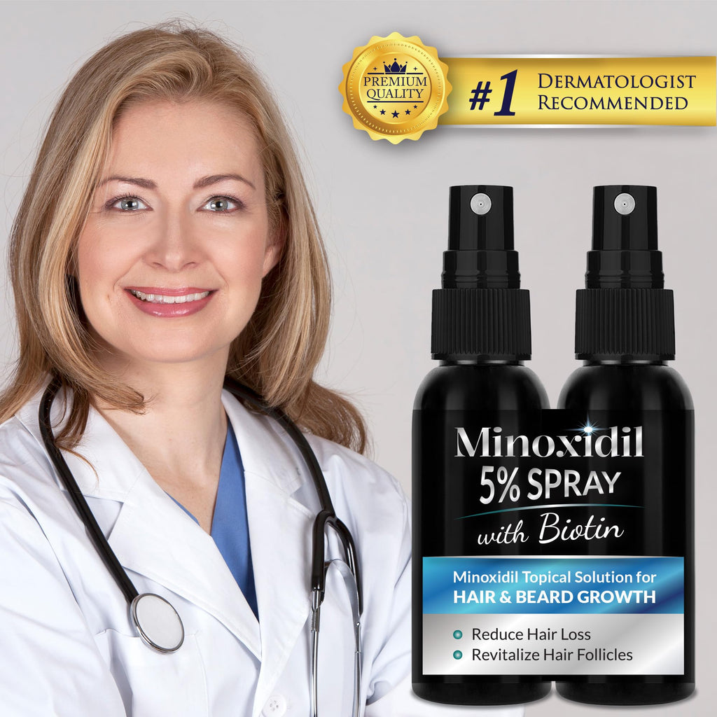Rosever 5% Minoxidil Spray for Hair & Beard Growth – Men & Women, 2-Pack