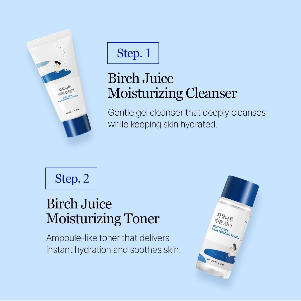 ROUND LAB Birch Juice Moisturizing Mini Kit – 4-Step Travel Skincare Set