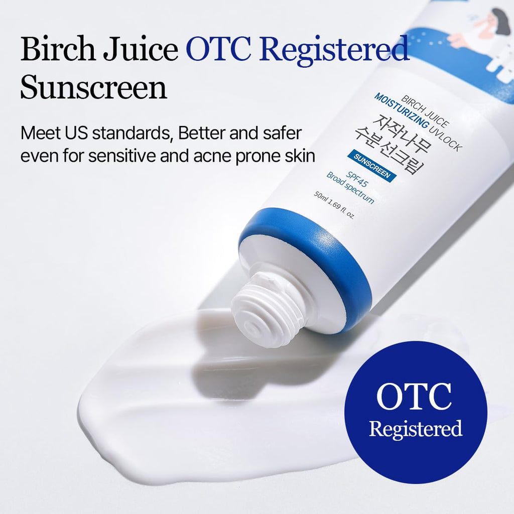 ROUND LAB Birch Juice Moisturizing UV LOCK SPF 45 – Lightweight, Fragrance-Free Sunscreen with No White Cast
