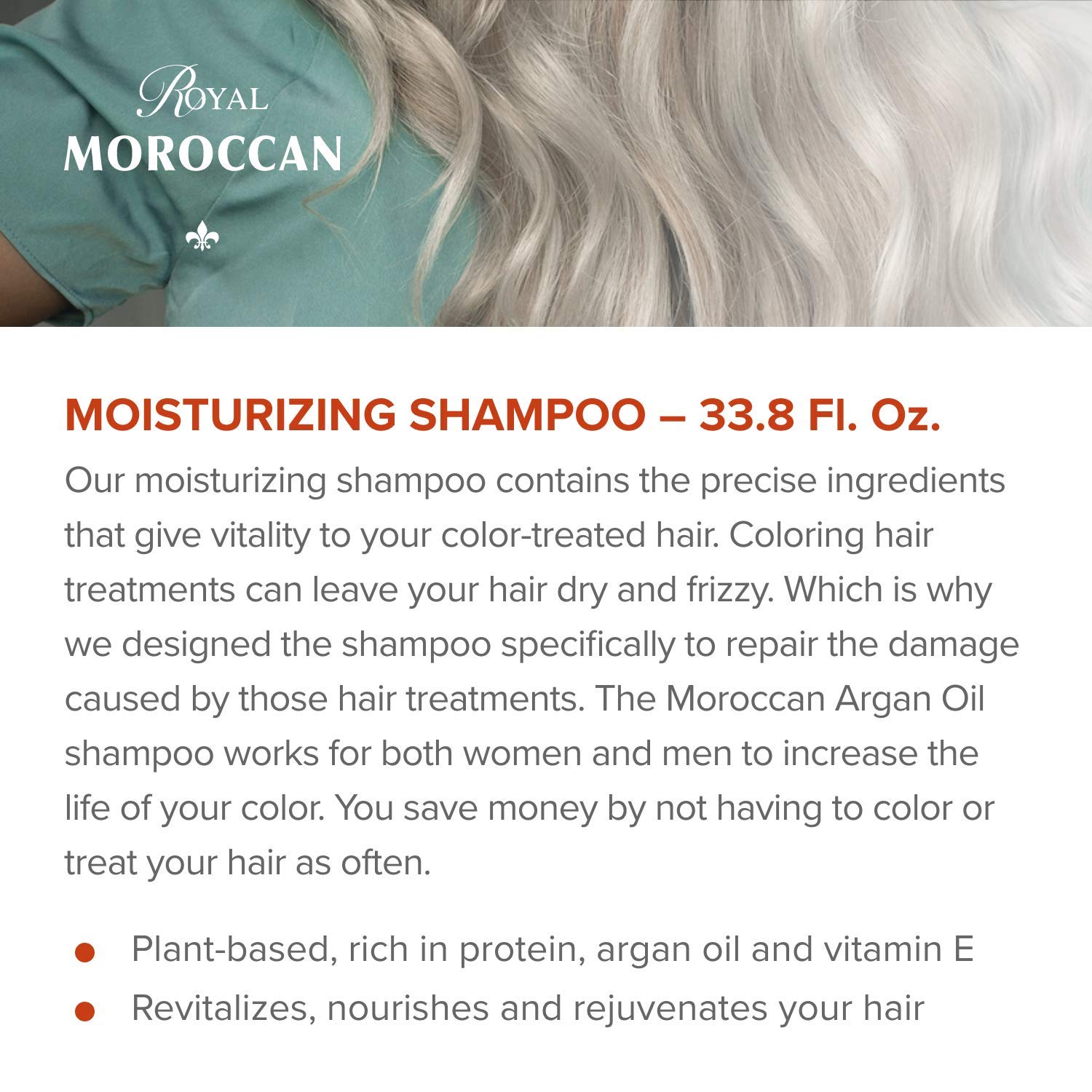 Royal Moroccan Sulfate-Free Shampoo | Argan Oil for Color-Treated Hair | Moisturizing Shampoo (1000 ml)