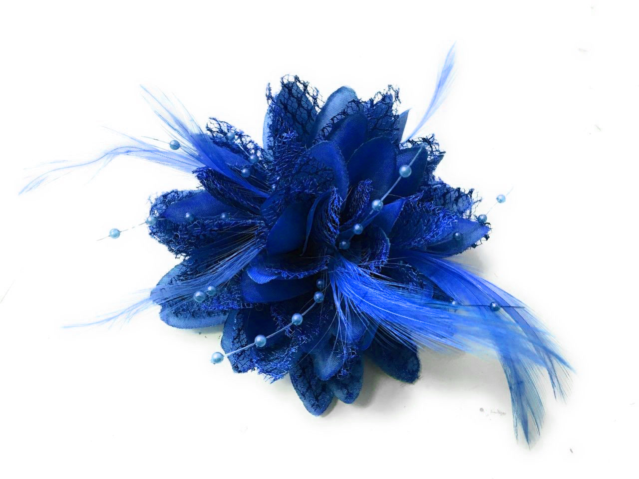 Royal Blue Classic Flower Fascinator - Clip, Band Pin Corsage