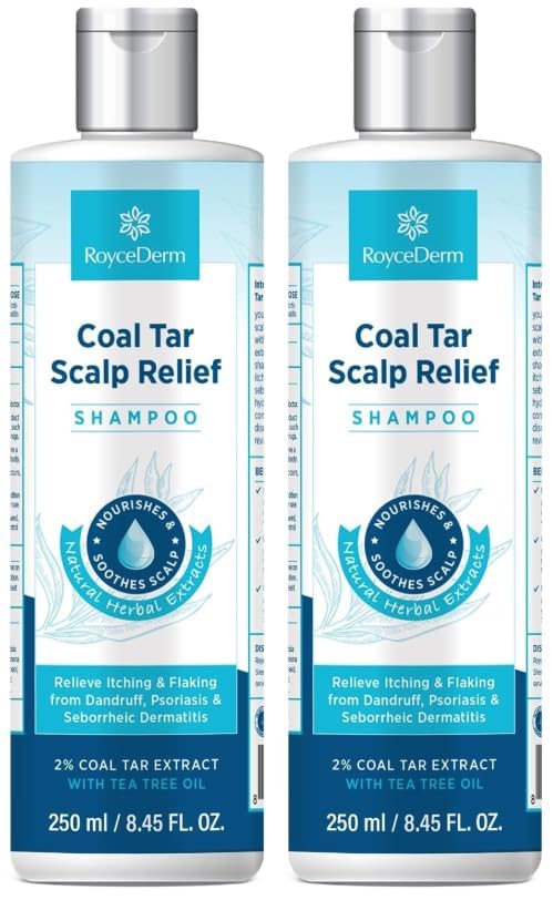Roycederm Coal Tar Dandruff Shampoo – Extra Strength 2% Coal Tar, Hydrating Natural Formula, 2 Pack