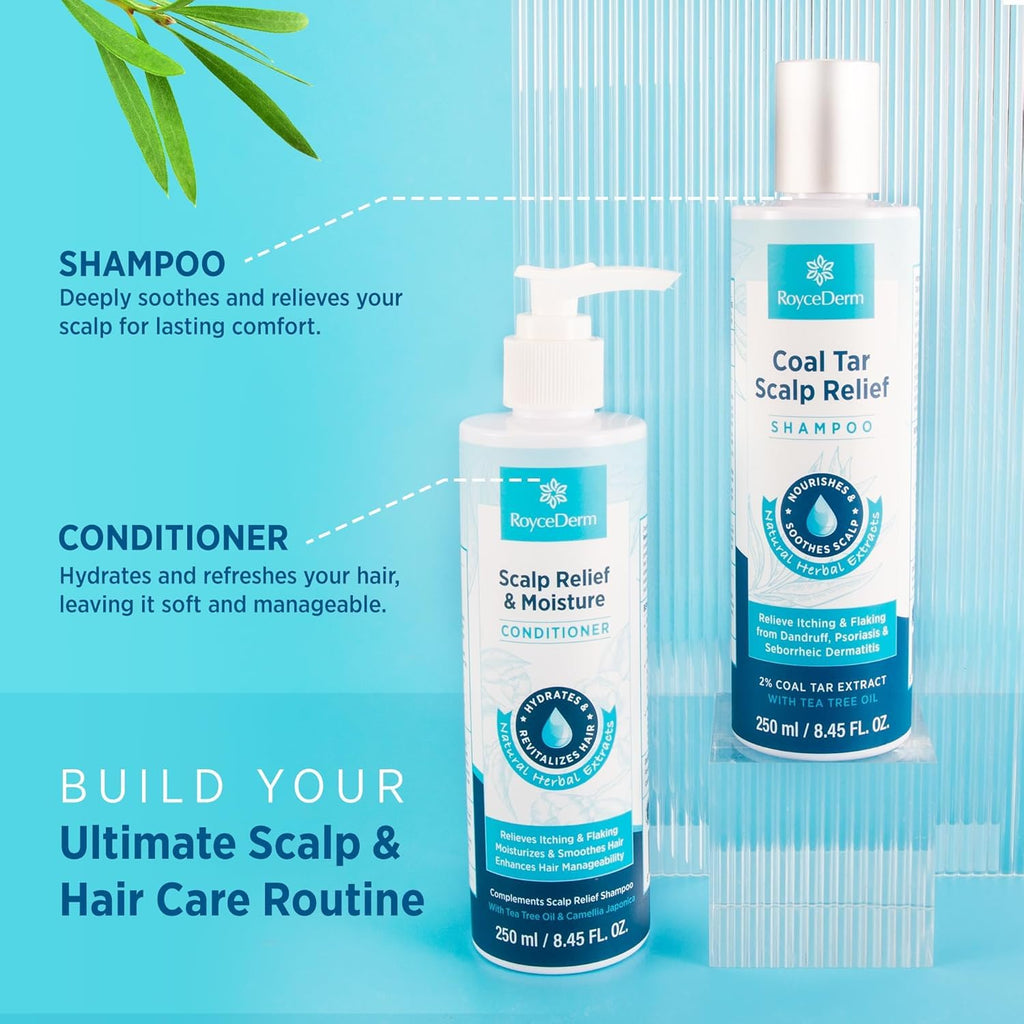 Roycederm Coal Tar Dandruff Shampoo – Extra Strength 2% Coal Tar, Hydrating Natural Formula, 2 Pack