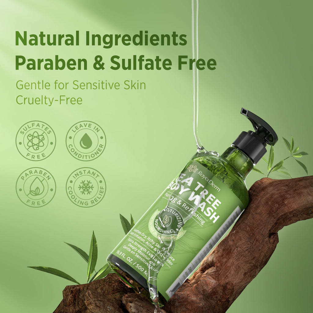 Roycederm Antifungal Tea Tree Body Wash & Soap – Antibacterial Cleanser for Skin