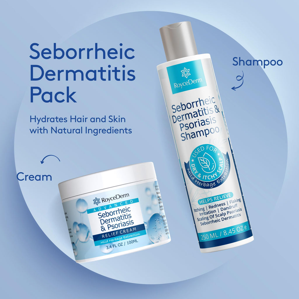 Roycederm Seborrheic Dermatitis & Psoriasis Scalp Treatment Kit – Shampoo and Cream for Dry Itchy Scalp