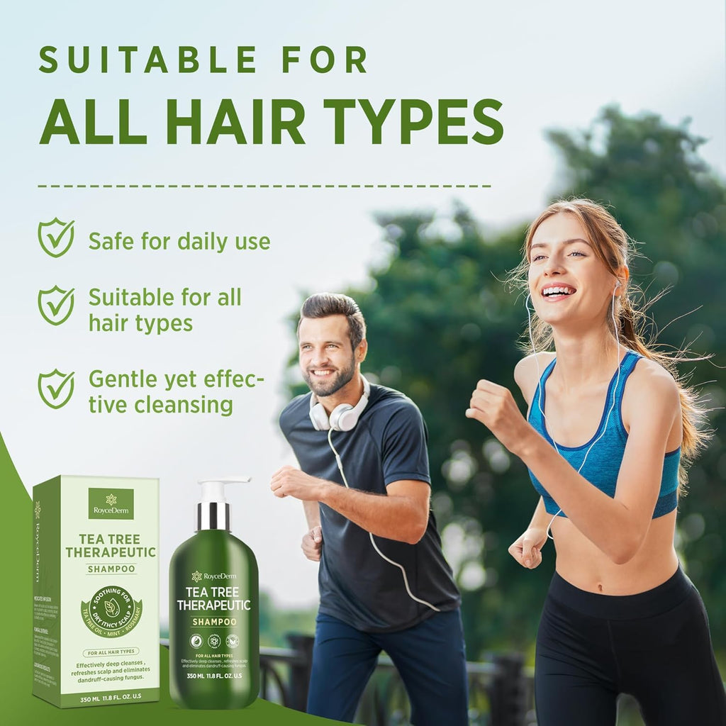 Roycederm Tea Tree Antifungal Shampoo 2 Pack | Folliculitis & Dry Scalp Care