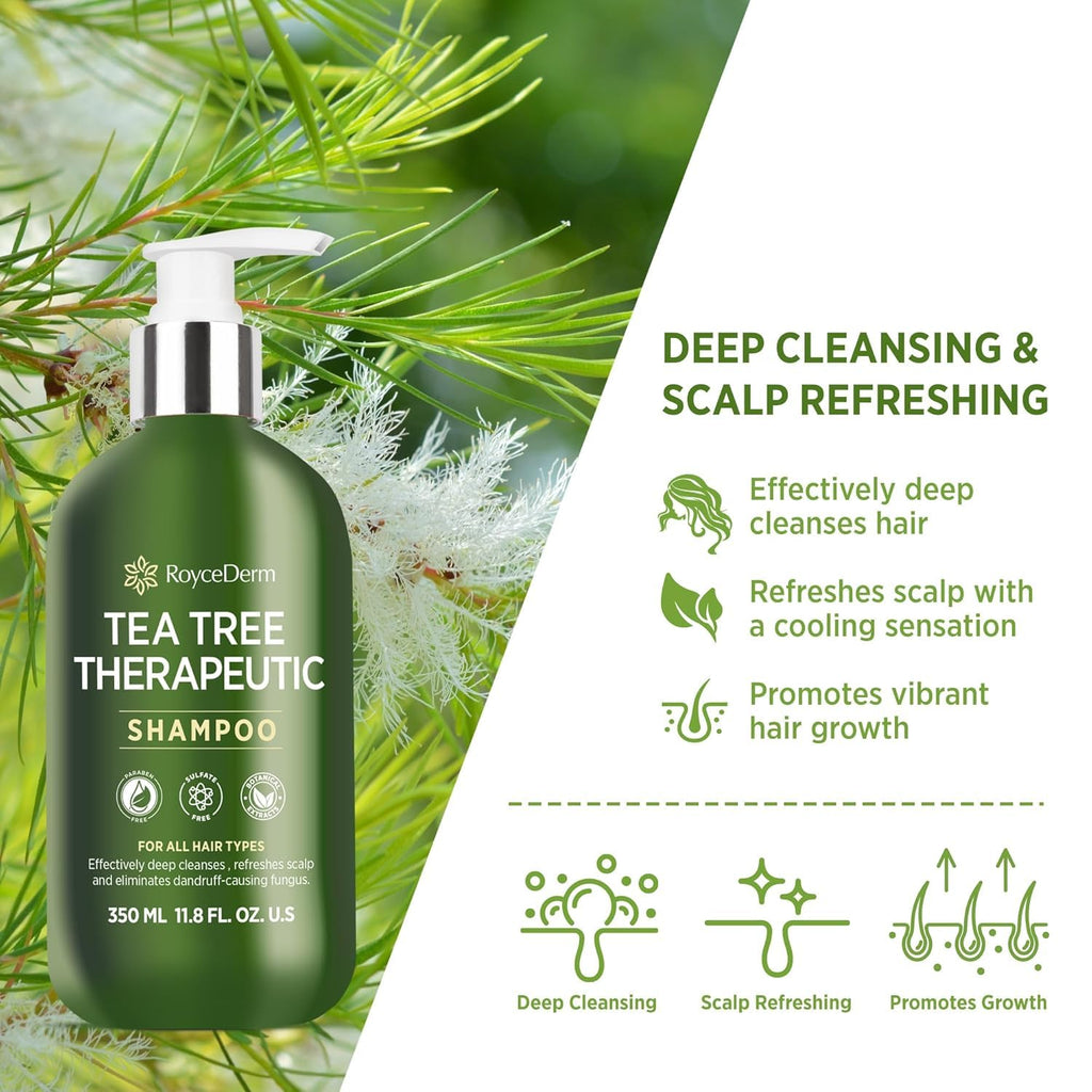 Roycederm Tea Tree Antifungal Shampoo 2 Pack | Folliculitis & Dry Scalp Care