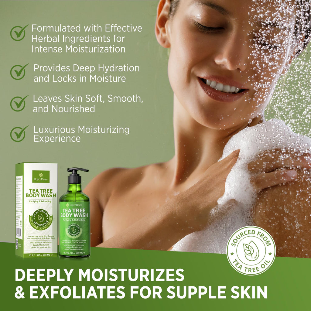 RoyceDerm Tea Tree Body Wash & Soap Set – Refreshing Cleanse with Tea Tree & Wormwood