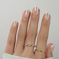 RPNZL Sweetie Chrome Press On Nails – White French Tip, Short Square | 32 Nails, 16 Sizes, Glue & Tabs