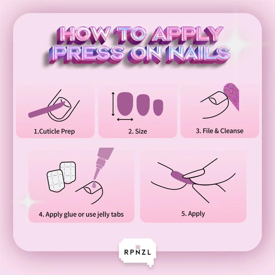 RPNZL Sweetie Chrome Press On Nails – White French Tip, Short Square | 32 Nails, 16 Sizes, Glue & Tabs