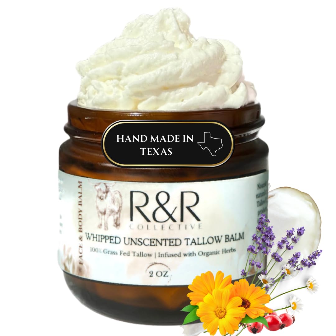 R&R Collective Handmade Tallow Balm (Unscented) – 2 oz, Grass-Fed Beef Tallow