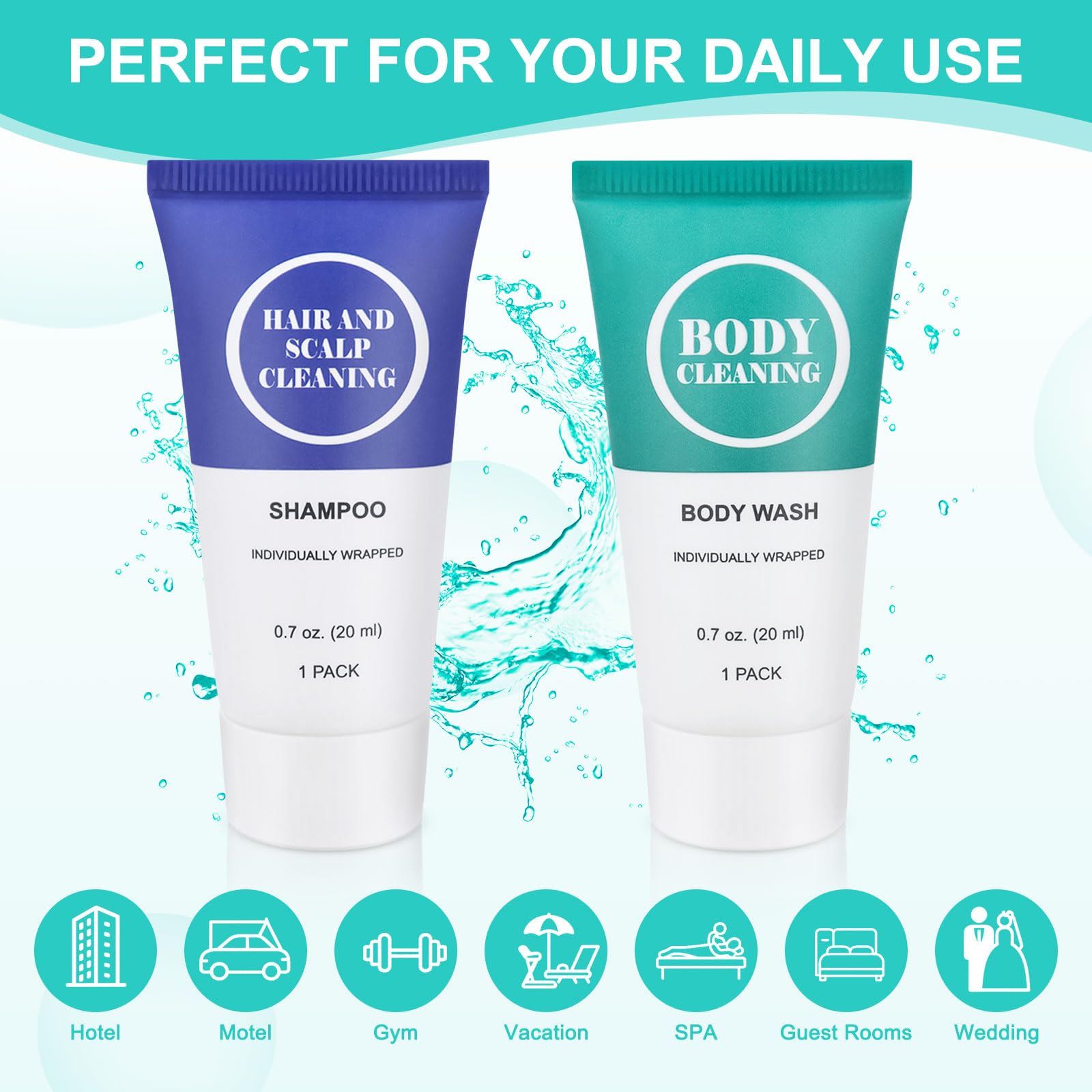 RSQAZQ Travel Size Shampoo & Body Wash Set – 60 Pack Mini Toiletries for Hotels & Travel