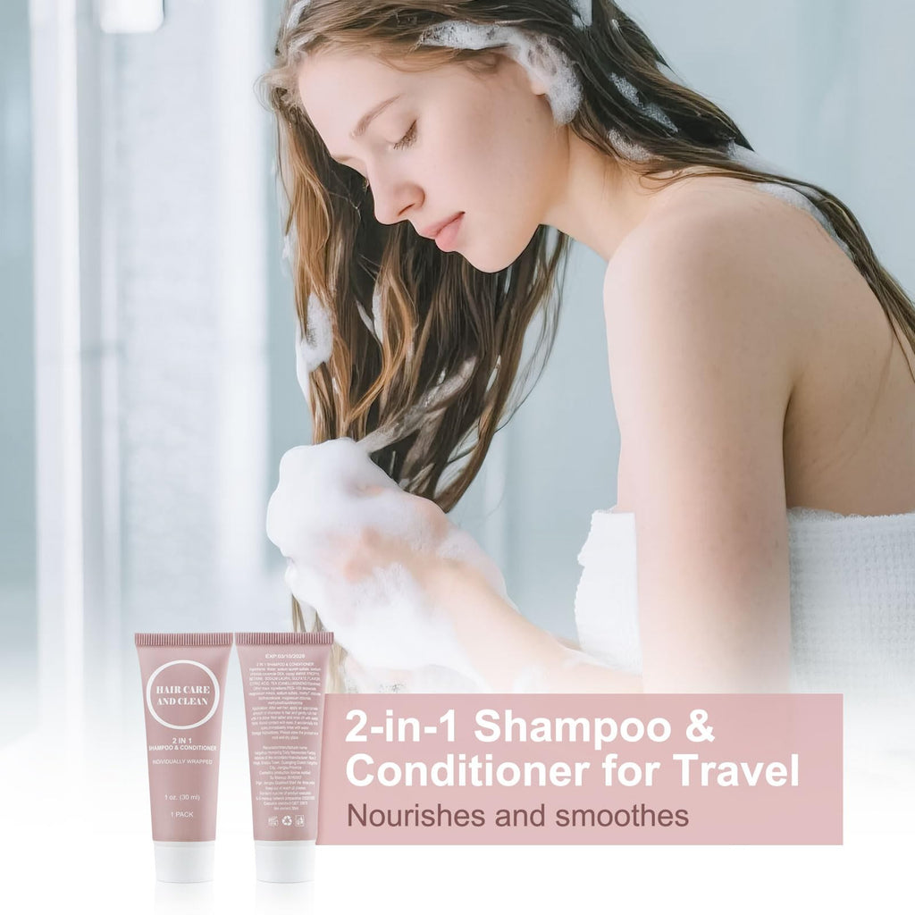RSQAZQ Travel 2-in-1 Shampoo & Conditioner – 30-Pack, 1oz Tubes for Hotels & Travel