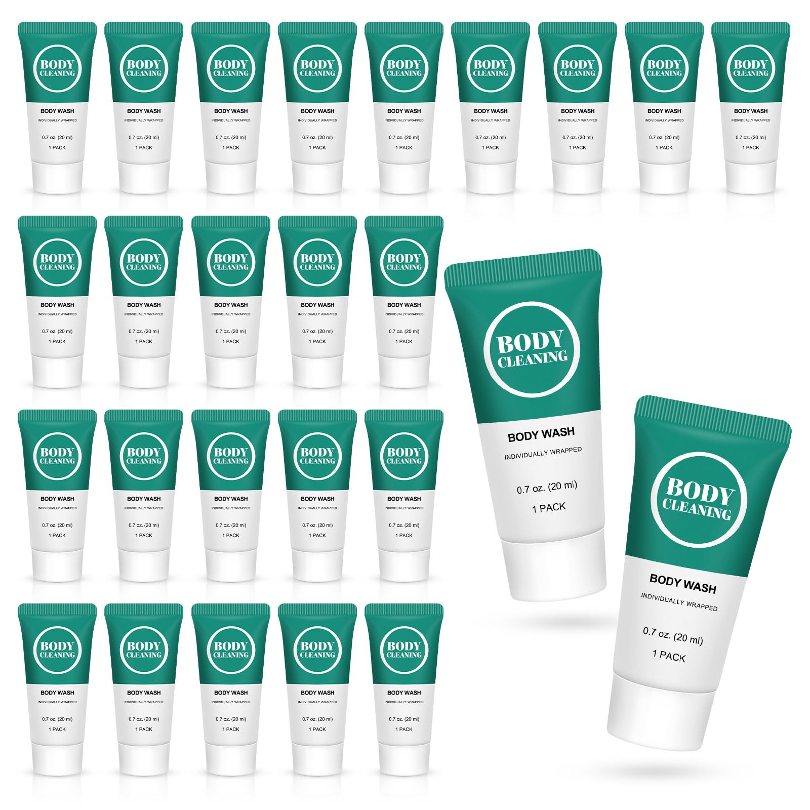RSQAZQ Travel Size Body Wash Set – 60 x 0.7oz, Leak-Proof & Compact