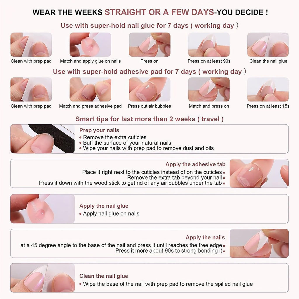 RTKHFZE Press On Nails Almond – Soft Gel Swirl French Tip, Short, 16 Sizes, Glue & Tabs Kit