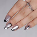 RTKHFZE Press On Nails Almond – Soft Gel Swirl French Tip, Short, 16 Sizes, Glue & Tabs Kit