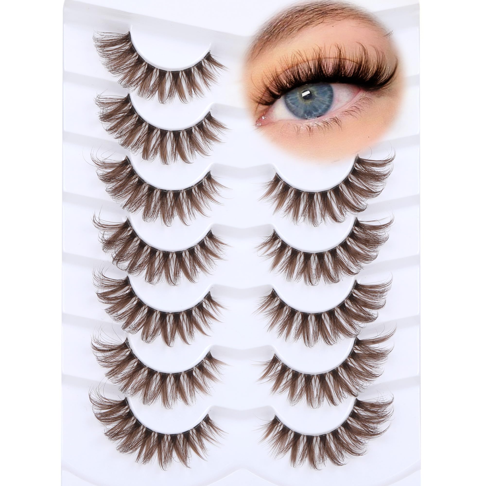 Ruairie Brown Lashes Wispy Cat Eye CD-Curly | 7 Pairs, 11–18mm Full Strip Lashes