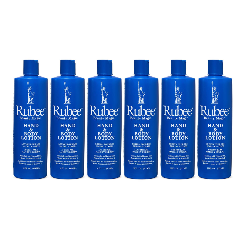 RUBEE Body & Hand Lotion – 6-Pack Non-Greasy 16oz Moisturizer